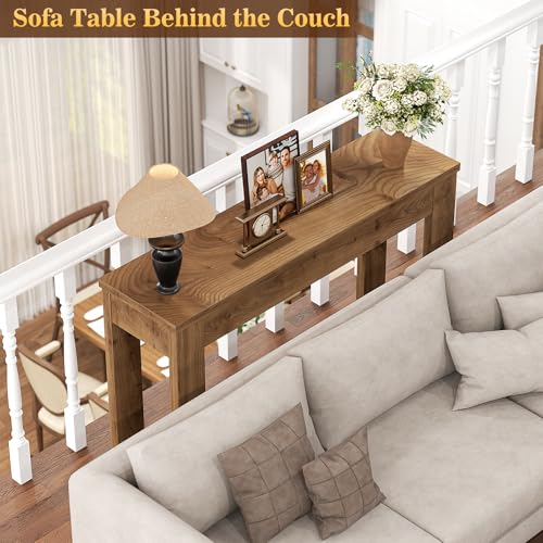 Image of Armocity Console Table, Small Farmhouse Wood Entryway Table, Sofa Tables Narrow Long Behind Couch, Entry Table for Entrance, Hallway, Living Room, 32 inch, Brown Oak