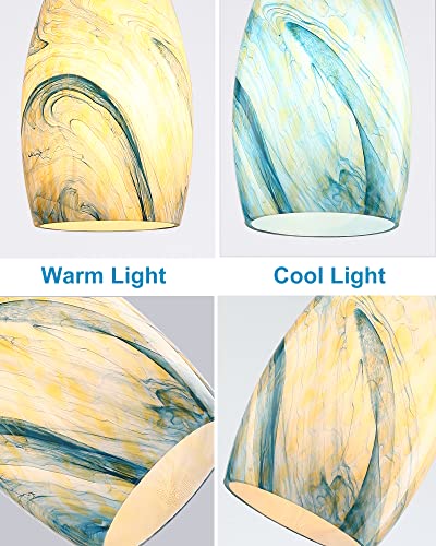 Image of Globe Glass Pendant Lamp Shade Only Light Fixtures Replacement for Mini Pendant Light Art Glass Lamp Covers for Kitchen Island Table lamp glass shade replacement Blue Mixed Yellow