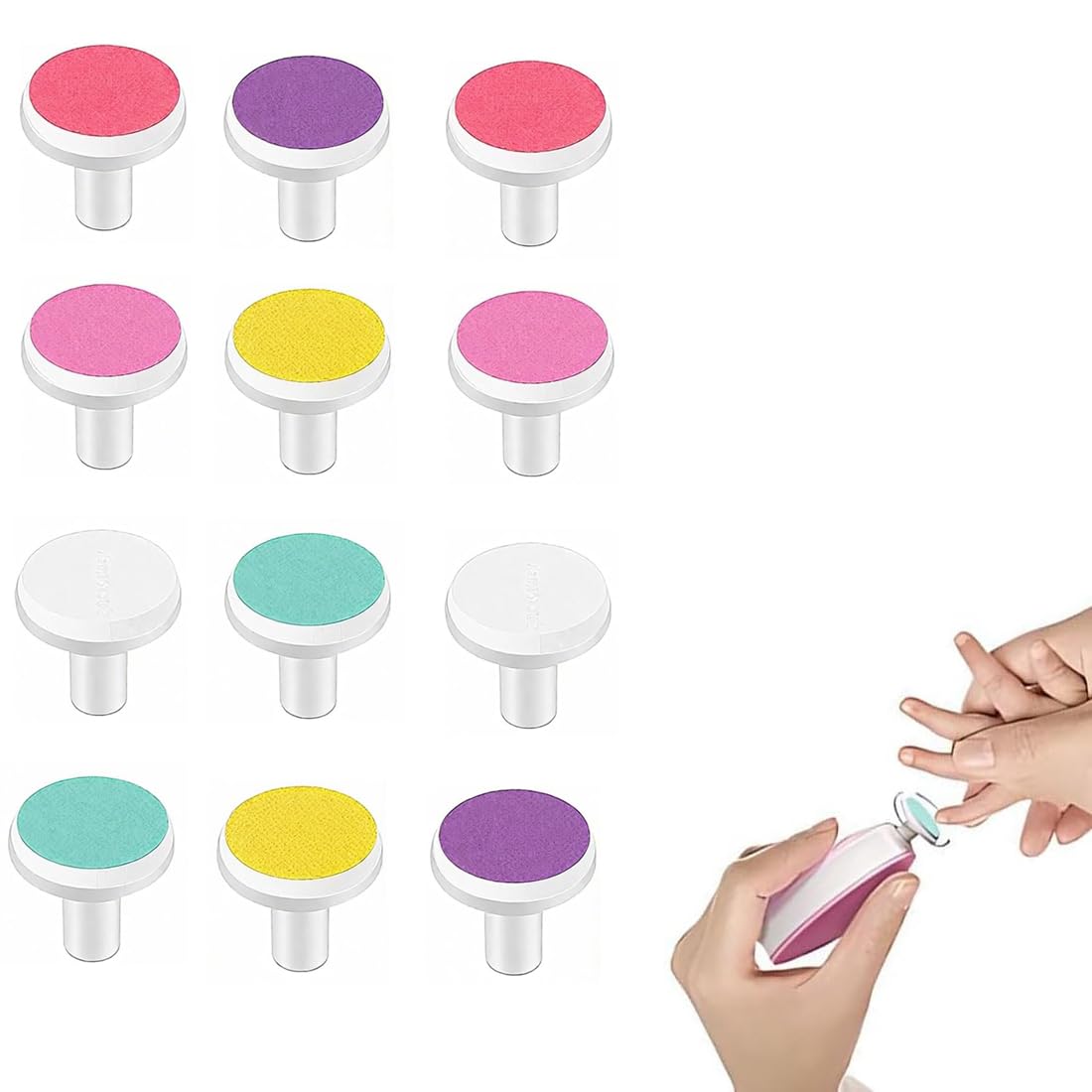 12 pièces recharges pour lime à ongles électrique bébé - Accessoires de soin des ongles doux et sûrs pour bébés dès 12 mois
