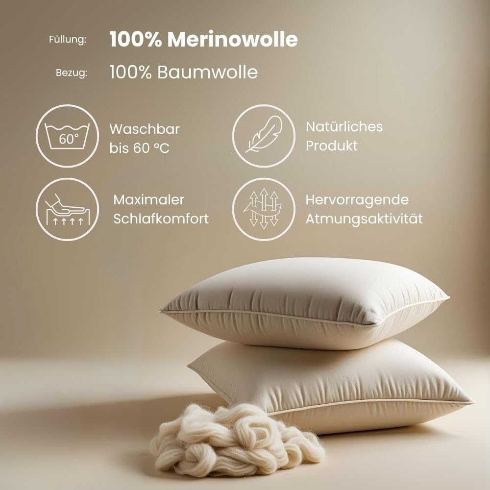 Poduszka Senpo Melodia | wełna merino 100% | poszycie bawełna 100% | poduszka naturalna | certyfikat Oeko-Tex (40x40 cm)