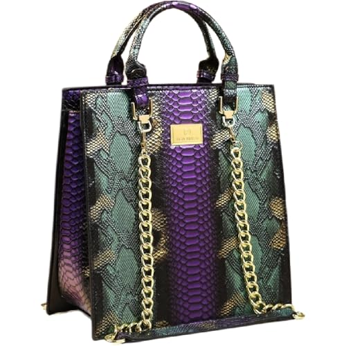 Serpentine Leather Women's Bag Top Handle Satchel Handbags Vertical style Chain Bag Tassel Purses Shoulder Bags
