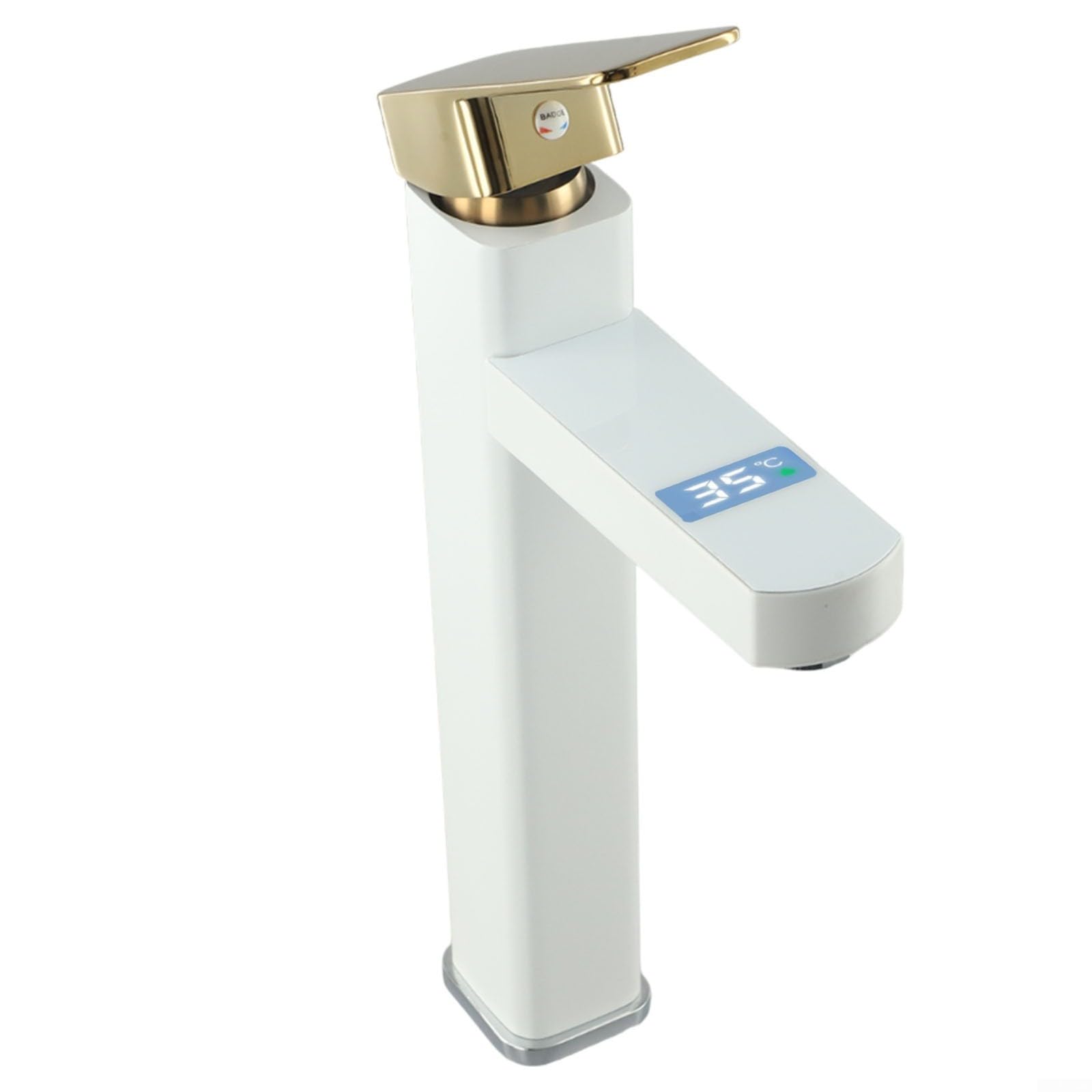 Mitigeur de salle de bain numérique en acier inoxydable blanc au design moderne épuré
