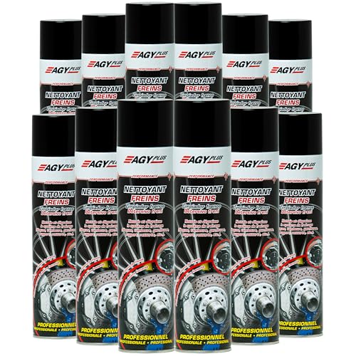 Nettoyant Freins AGY Plus - Lot 12 x 600ML - Jet Surpuissant - Séchage Rapide - Fabrication Française