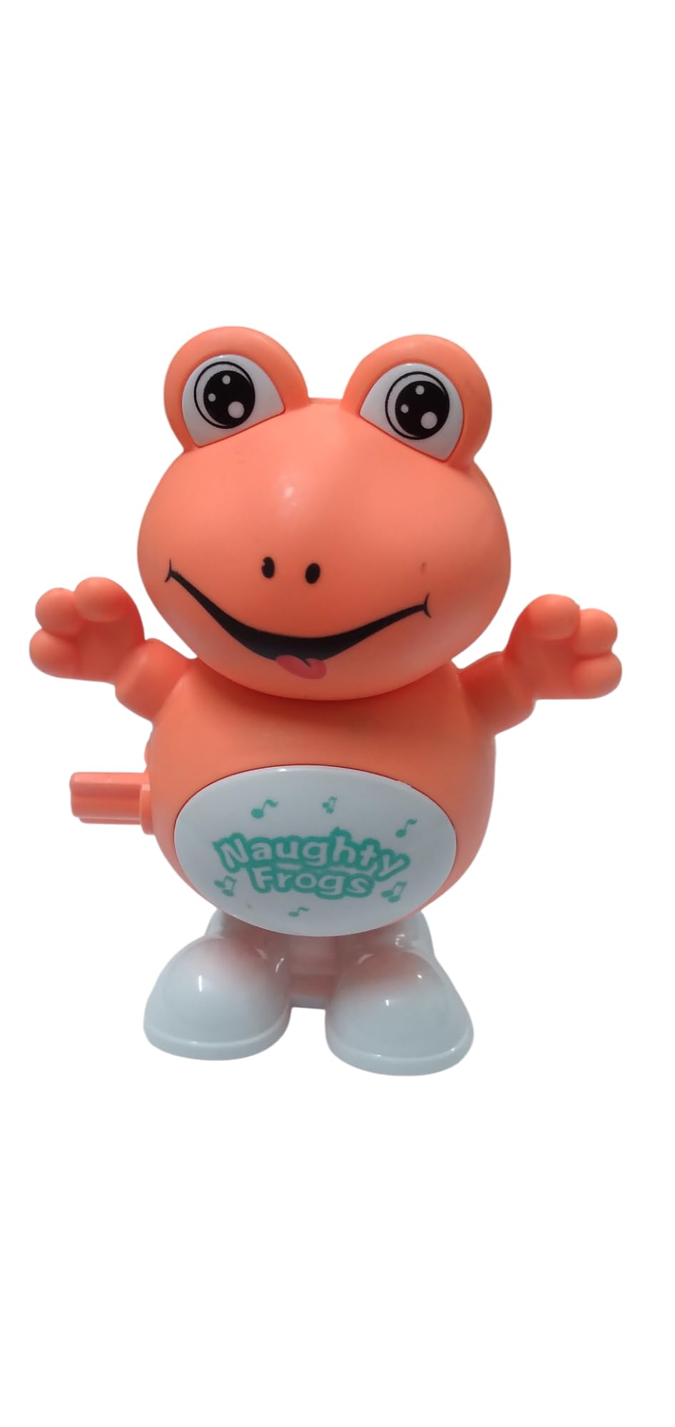 Plastic Windup Jumping Frog Toy for Kids, 6 Months to 6 Years (Orange)