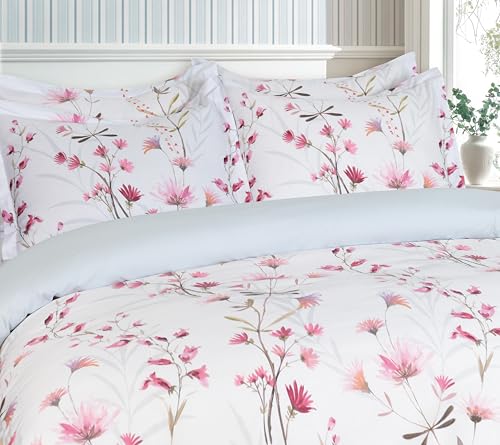 Majestic Giftware Madison Linen 6 Pcs King Size Bedding Set (BL509-K) | Easy Care - Daisy Dreams 300 TC 100% Cotton Sateen | 1 Fitted Sheet, 1 Duvet, 4 Pillowcases - Ritz Collection