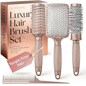 Luxury Hair Brush Gift Set for Women & Girls – Lily England 4-Piece Professional Styling Collection – Premium Ladies Gift Set | Elegant Gifts for Women for All Hair Types – Matte Rose Gold