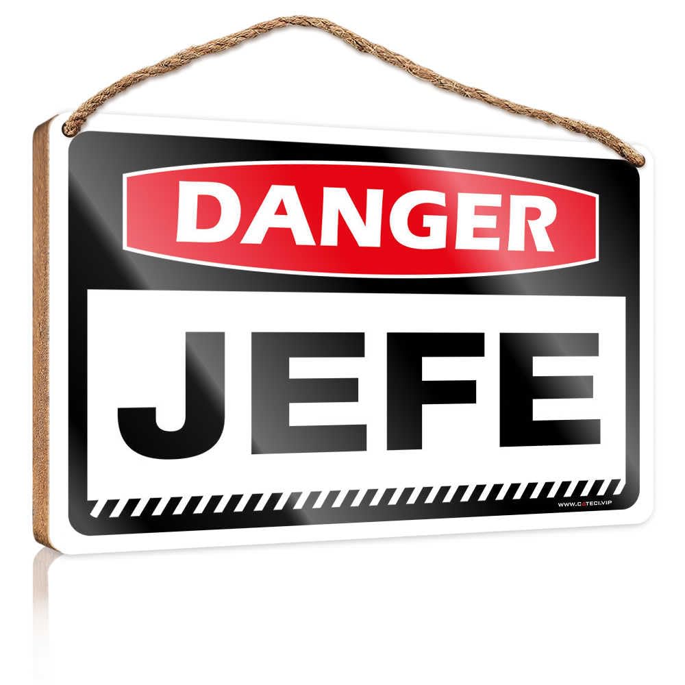HMQW Fun Signs For Home Decor Danger Jefe Wooden Sign Farmhouse Decor Signs Funny Bathroom Decor(15X28CM)