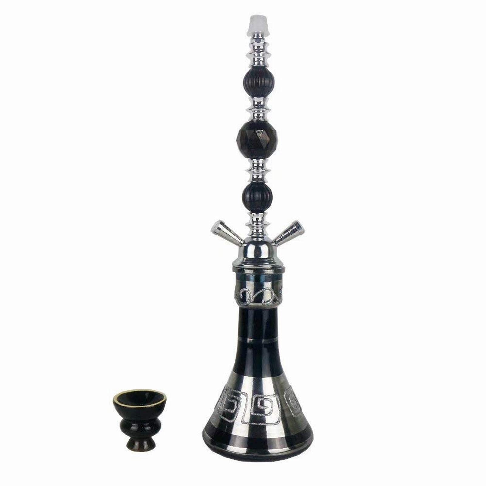 Shisha Set 2 Mangueras Hookah De Vidrio Con Manguera De Cachimba De Silicona Lavable Pantalla De Cuenco De Cachimba De Arcilla Soporte De Carbón Elegante Pinzas Para A