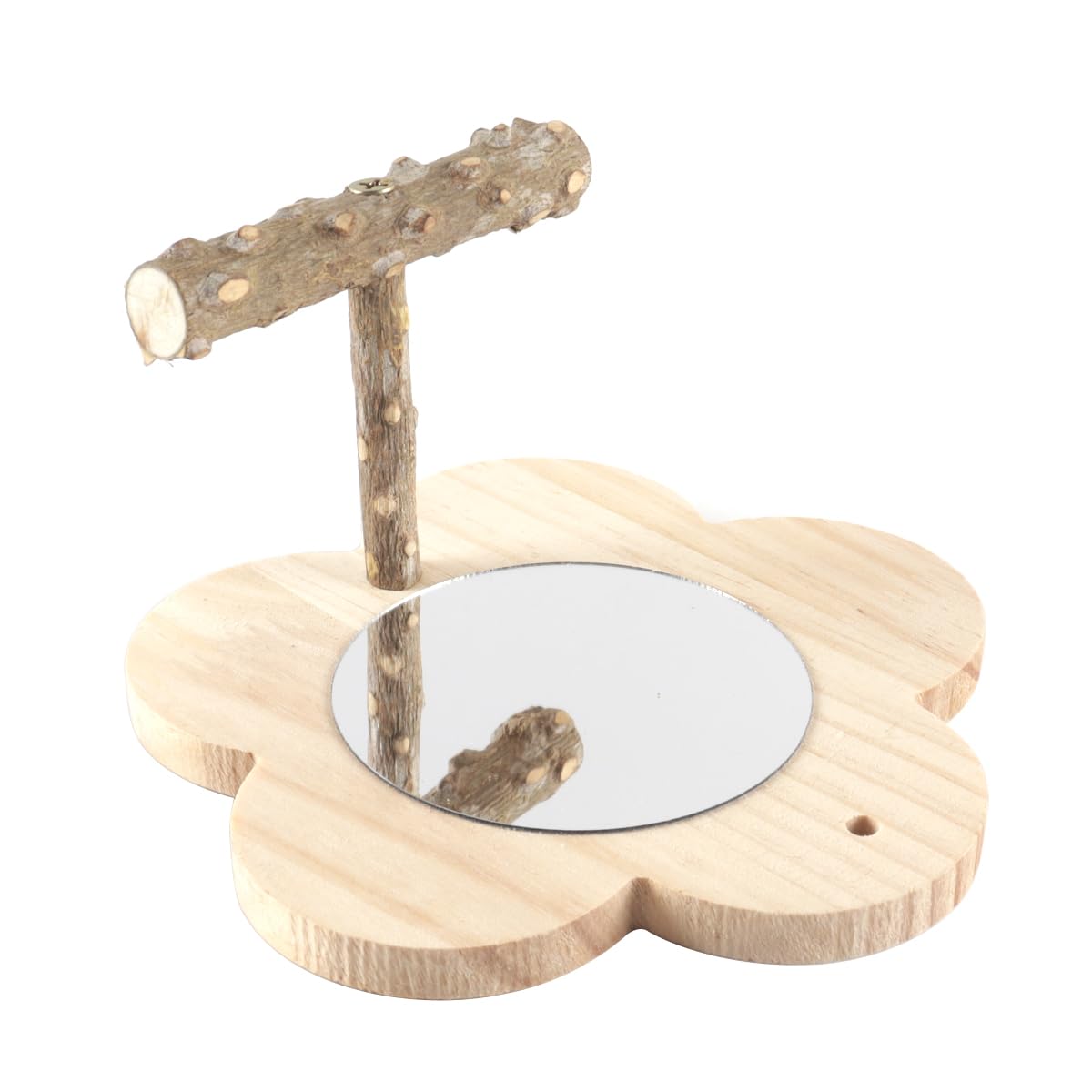 Orivin Bird Mirror, Bird Mirror, Budgie with Wooden, Cage Perch Parrot (15 X 8 CM Wood
