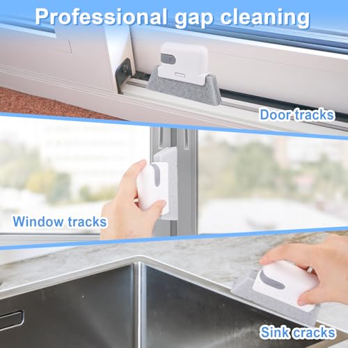 Image of Track Cleaner with 4 Replacement PP Nylon Window Crevice Groove Cleaning Brush Multifunctional Window Sill Track Cleaning Brush for Window Door Sliding Track Sink Gap
