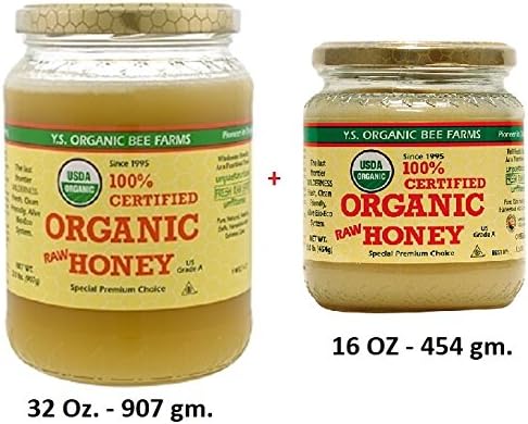 Organic Raw Honey - 100% Certified - Special Premium Choice - Unprocessed, Unpasteurized - Kosher 32Oz. + 16Oz. - (Pack of 2)