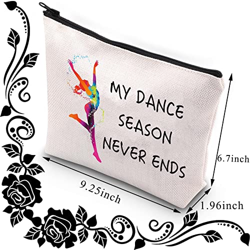 Dancer Makeup Bag Dance Lover Gift Dance Teacher Appreciation Cosmetic Bag Dance Recitals Gift My Dance Season Never Ends Funny Dancing Gift (Dance Never Ends) - Image 2