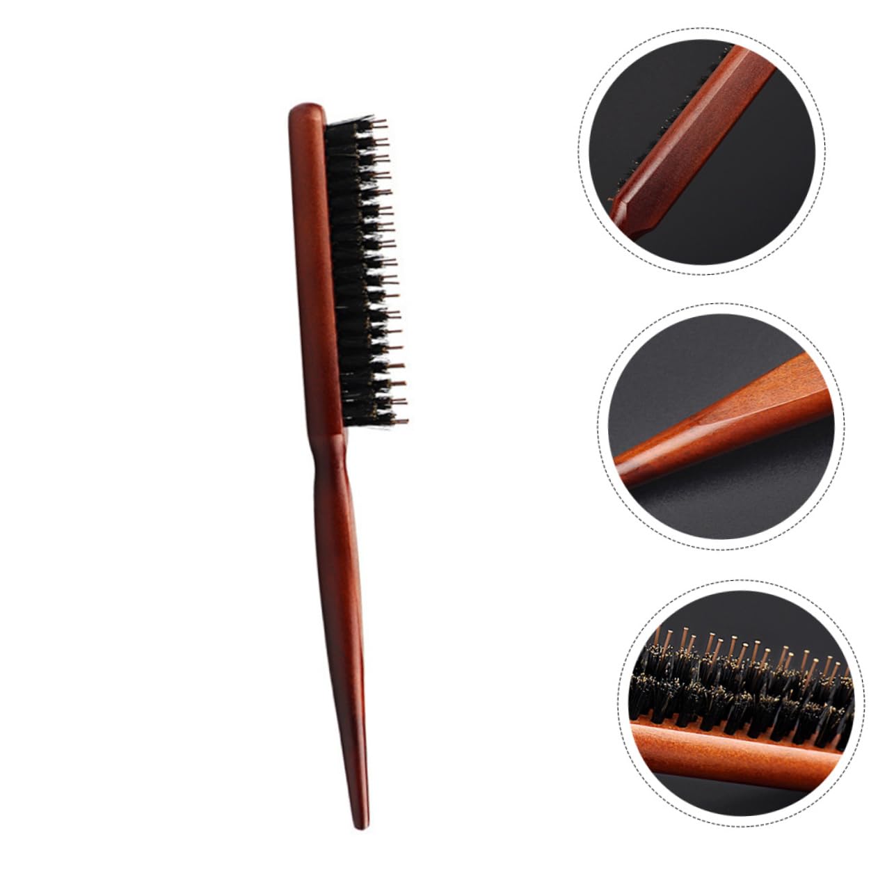 AUTSUPPL 1pc Curly Hair Comb Natural Wooden Bristle Hair Brush with Ergonomic Handle for Teasing and Styling and Massaging Scalp - Image 4