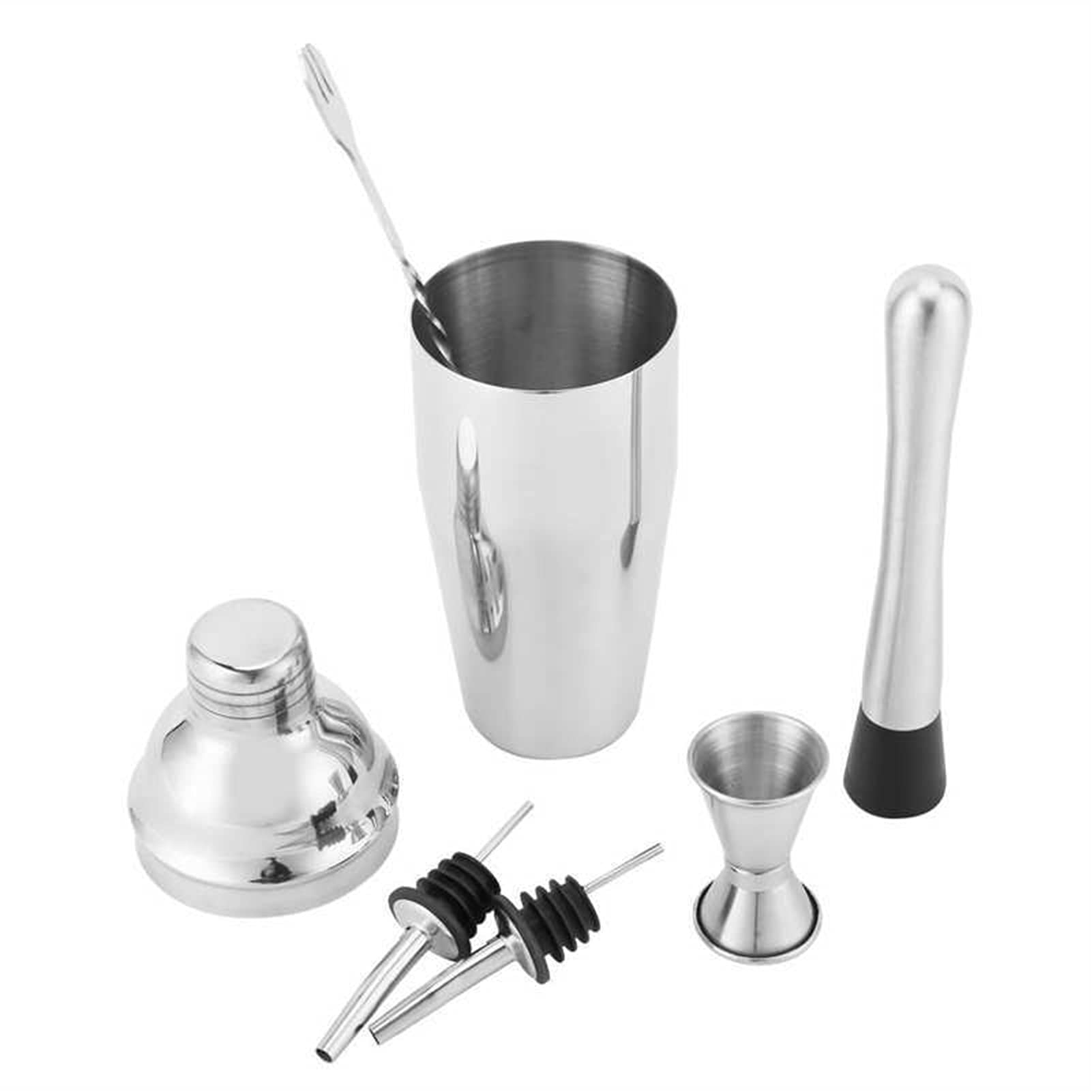 Liudan Coctelera para Cócteles Sistema de cóctel de 6 Piezas 750ml Barra de Acero Inoxidable Bartendle Herramienta Profesional Bartender Kit de Bebida Agitador Accesorios de Fiesta Juego de cóctel