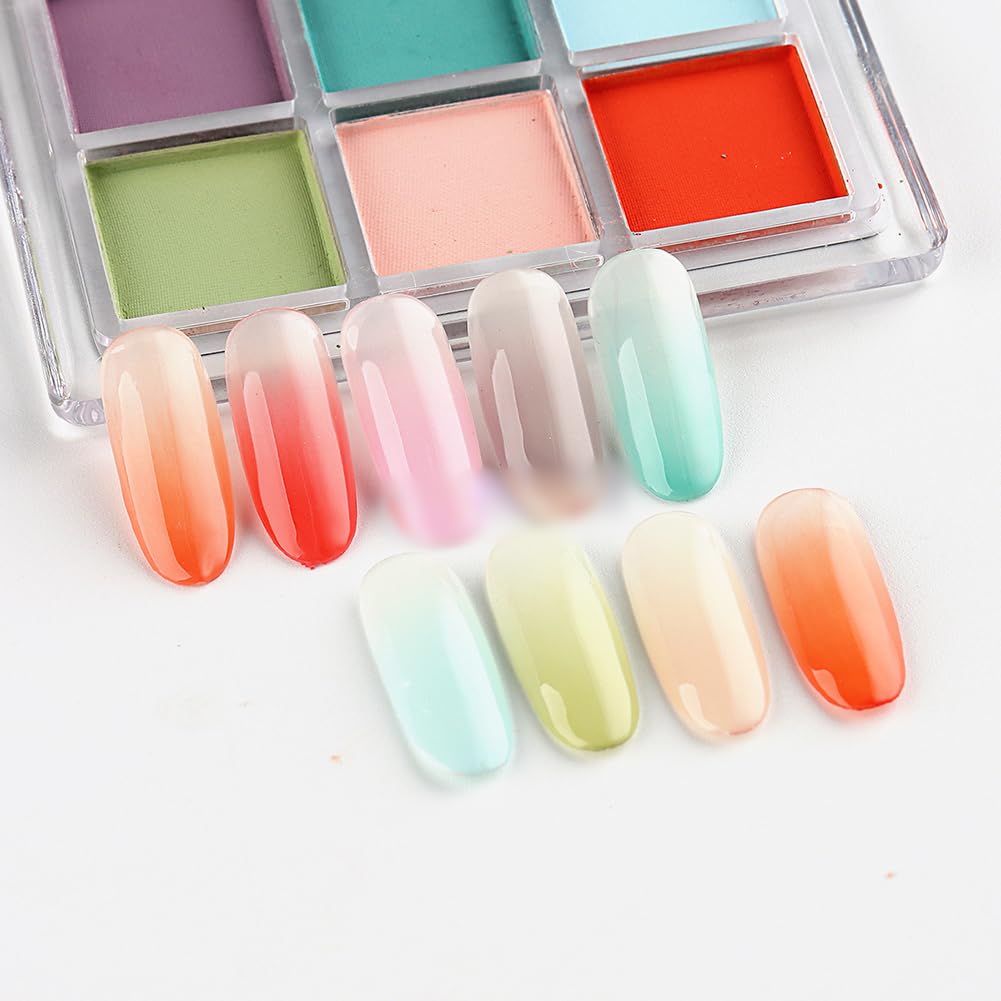 Palette de Poudre de Pigment pour Ongles Dégradé Solide Multicolore 1