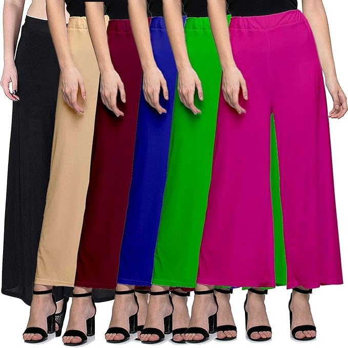 vigau Casual Wear Soft Fabric Palazzo for Women Pack of 6 Multicolor005-picture-26