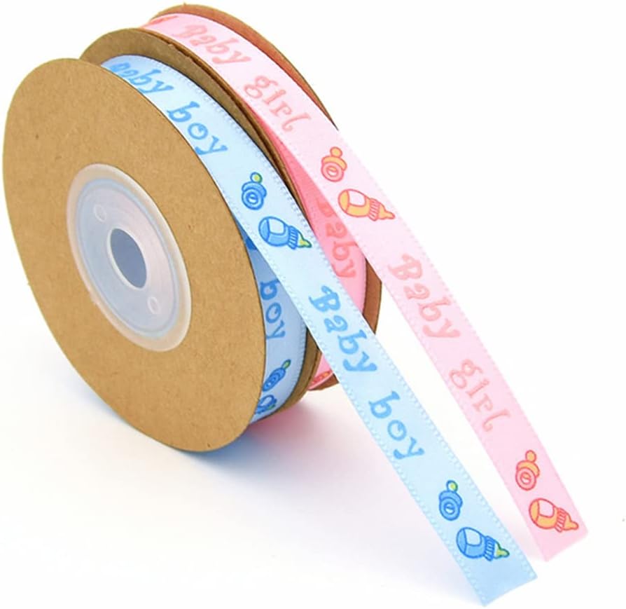 Amazon.com: 2 Rolls Pink and Blue Baby Ribbon Baby Gender Reveal Party ...