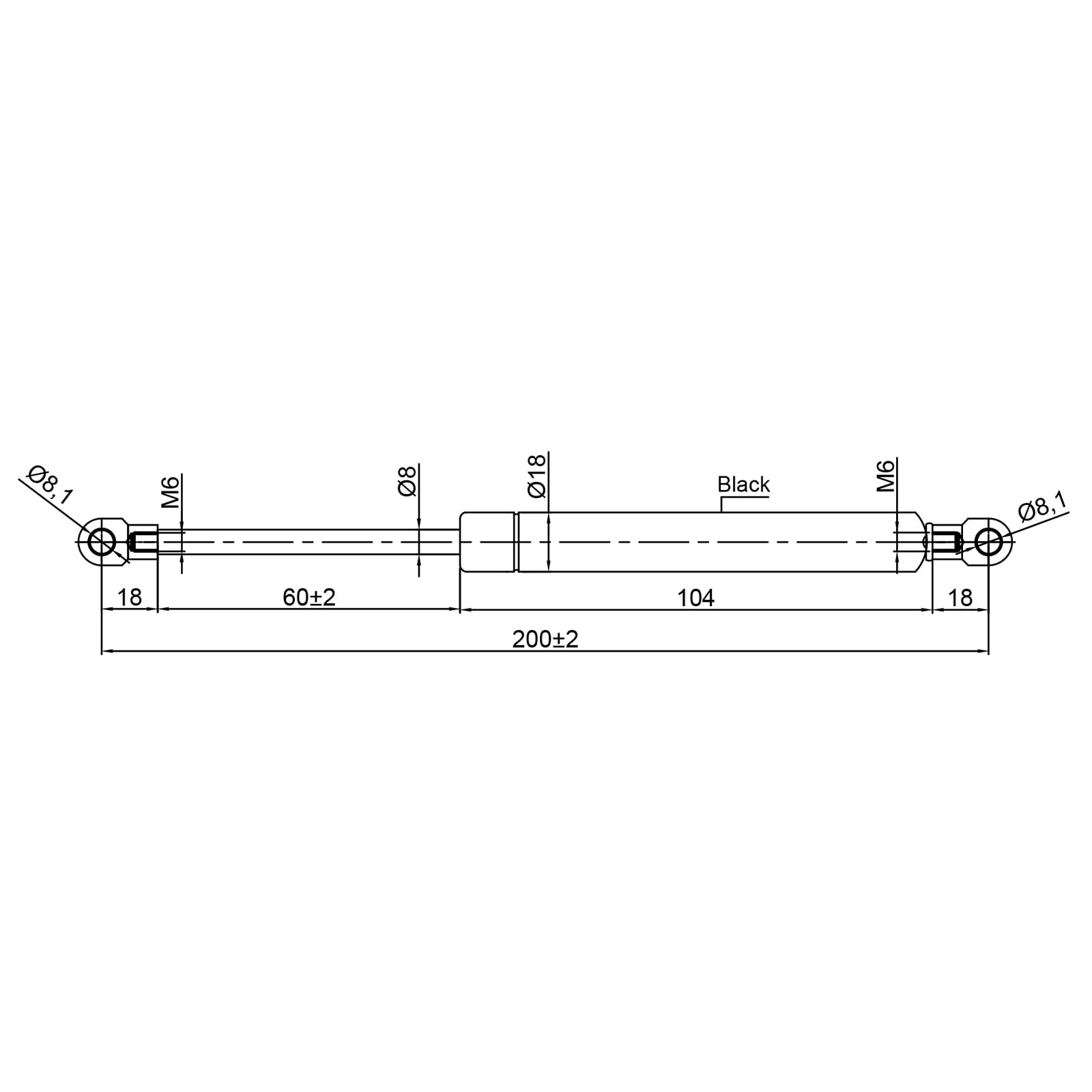 Universal Gas Struts Spring Eyelet | 100-1000 Newton | Length Options 200 mm to 900 mm | Heavy-Duty | Lift Support System (800MM, 300 N) — view 10