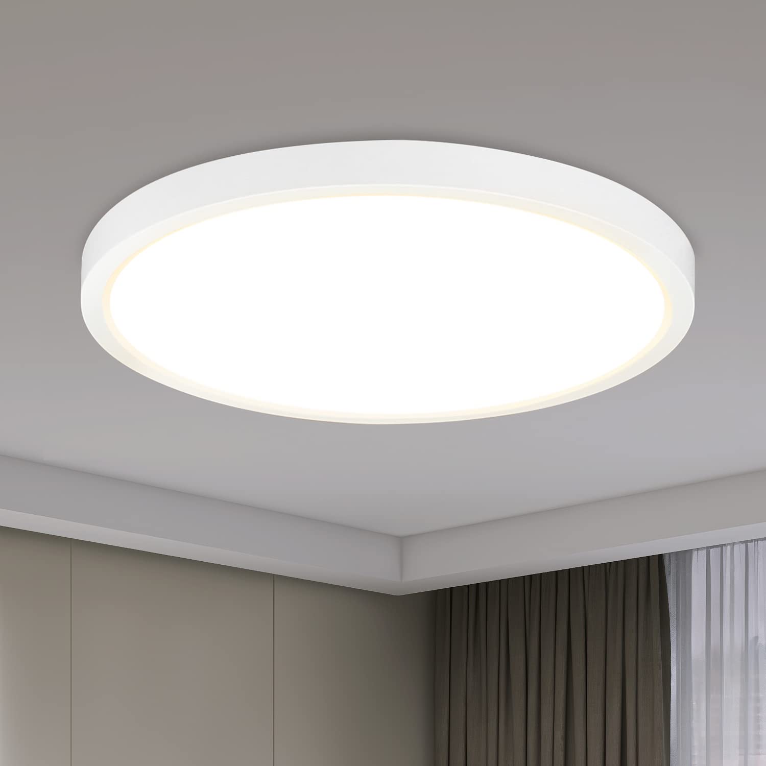 ZMH Deckenlampe LED Deckenleuchte Schlafzimmer - Schlafzimmerlampe Flach Badezimmerlampe Ø23cm Küche Badezimmer Deckenbeleuchtung 18W Küchenlampe IP44 Flurlampe Rund Badlampe Warmweiß für Bad Flur