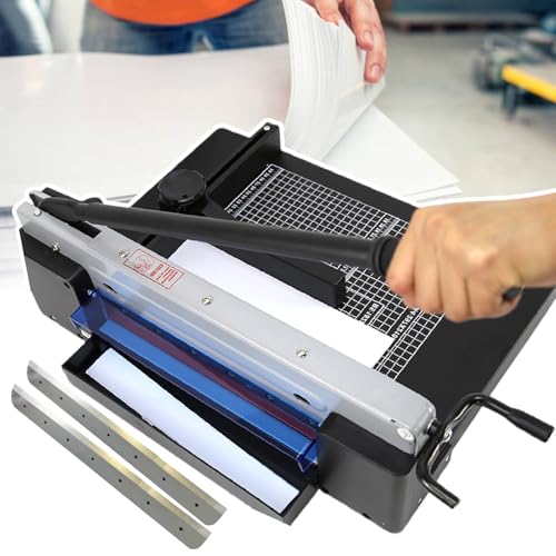 Recortadora de papel de guillotina resistente, 2 cuchillas de acero y prensa giratoria para un corte preciso, ideal para cartulina, fotos y documentos de oficina