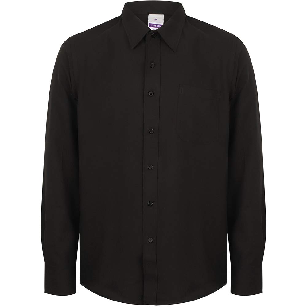Henbury - Camisa Transpirable para Trabajar de Manga Larga accion Anti-Bacterial Hombre/Caballero - Trabajo/Fiesta/Verano (Pequeña (S)) (Azul Marino)
