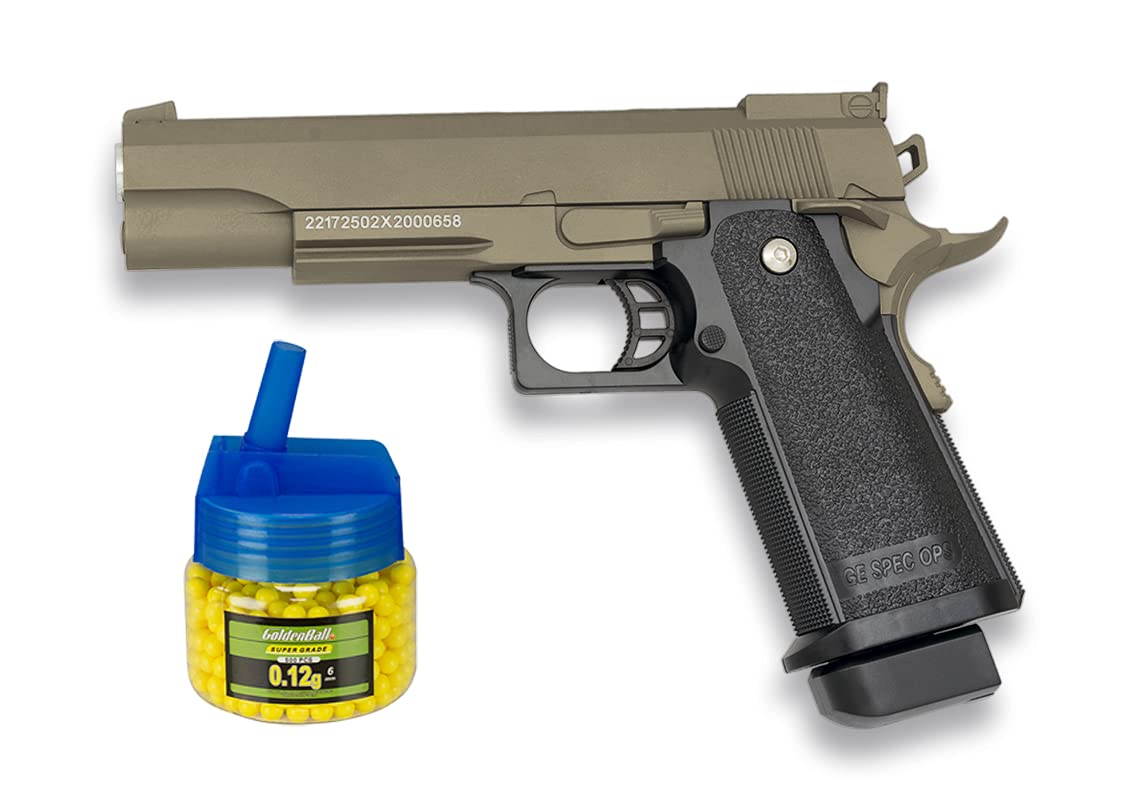 Tiendas LGP, Albainox 38342 Arma Airsoft, Pistola Aire Suave, Potencia 0,8 Julios, Munición Bolas PVC 6 mm. + Biberón 500 Bolas 12 Gramos de 6 mm. de Regalo