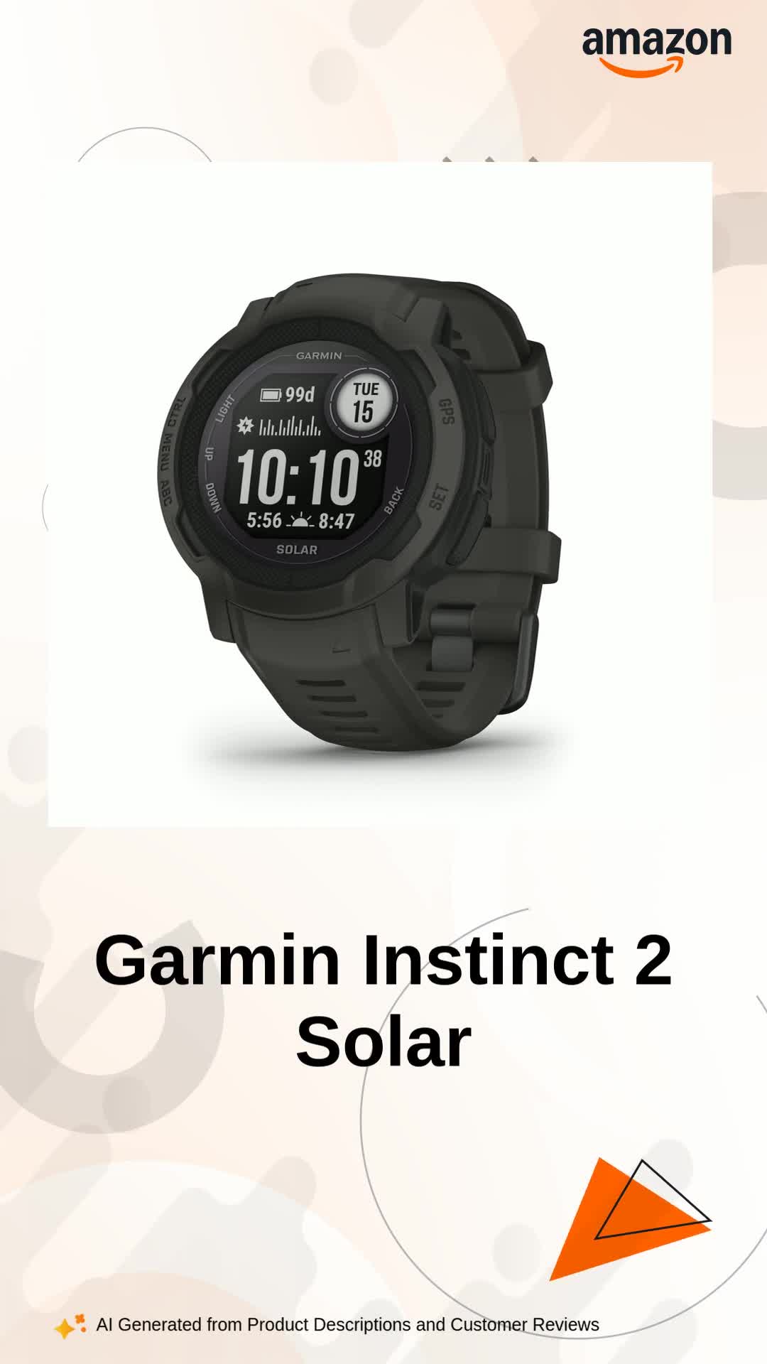 Garmin Instinct 2 Solar, Rugged GPS Smartwatch, Built-in Sports