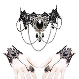 gothic collier kette schwarz Hervorragende Verarbeitung und stilvolles Design. Karabinerverschluss Design, sehr sicher und einfach zu tragen.