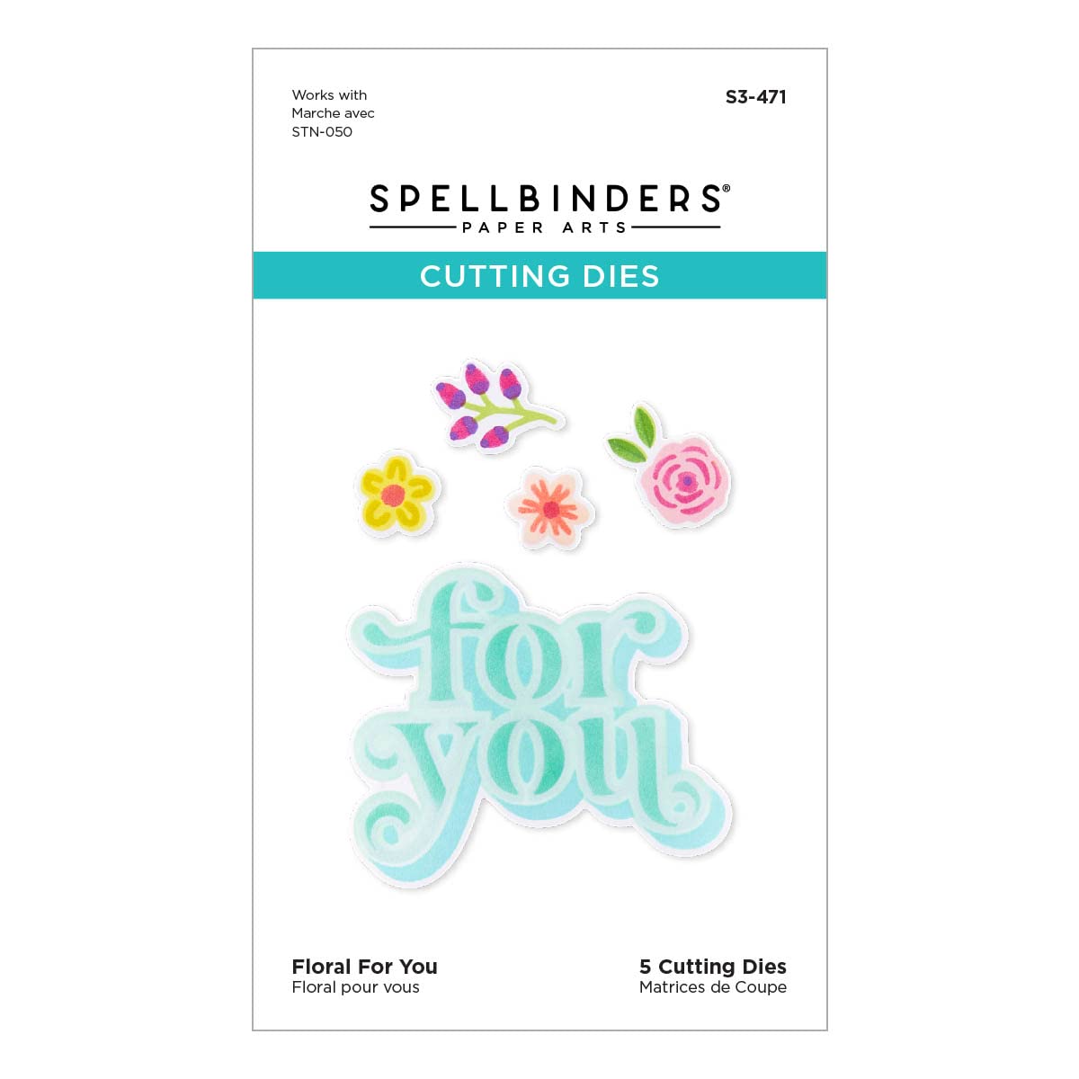 Bundle Spellbinders Stencil E Fustelle 'Floral For You' – Set Metallico Per Scrapbooking E Cardmaking
