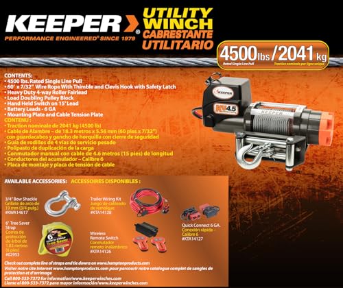 Winche eléctrico KEEPER KU4.5 12V 4500lb resistente miniatura 2