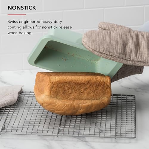 KitchenAid Nonstick Aluminized Steel Loaf Pan, Dishwasher Safe, 9 x 5 Inch, Ink Pistachio - Thumbnail 3