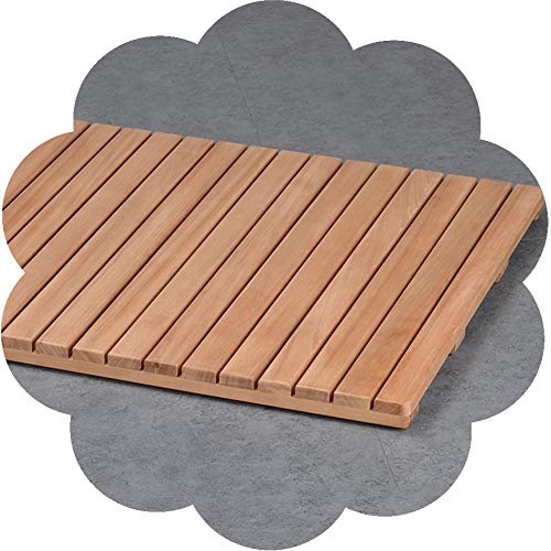 Alfombrilla de baño antideslizante de madera natural para ducha, hogar, cocina, baño, bañera de hidromasaje, diseño cuadrado (65 x 110 cm)