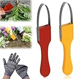 2 Stück Jätefaust Unkrautschlinge: Handjäter mit 1 Paar Handschuhe, Unkraut Entferner Gerät Gartenzubehör, Unkrautjäter aus stabilem Edelstahl, Jätefaust Garten Gadgets Hochbeet Zubehör Unkrautstecher