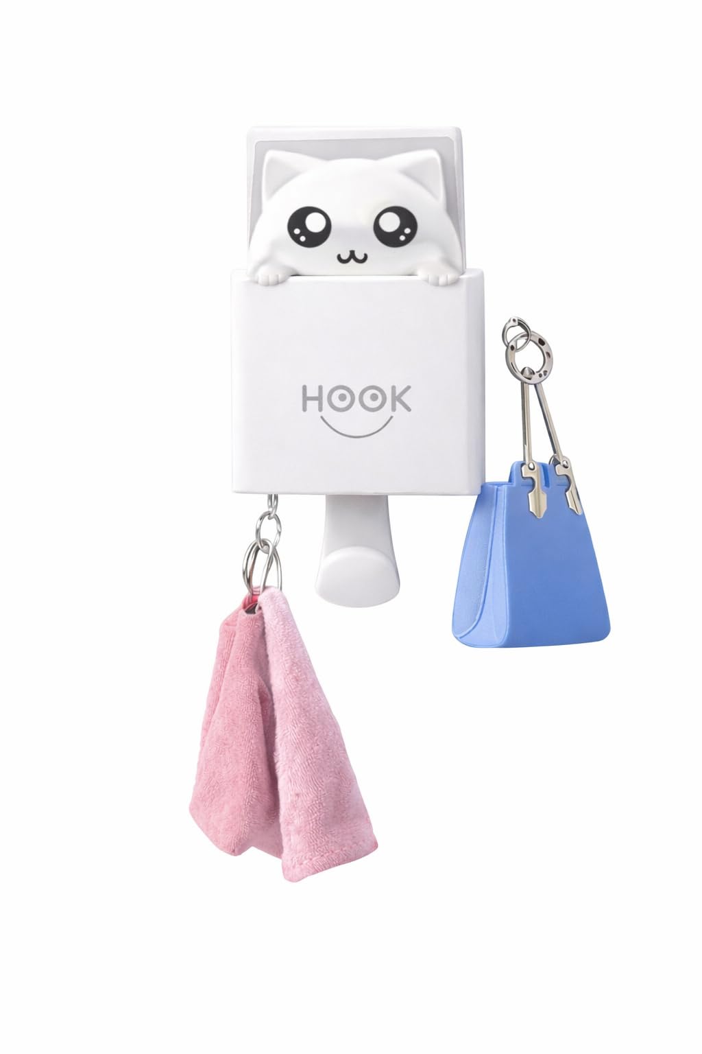 Open Close Cartoon Cat Wall Hook | Self Adhesive Key Holder & Multi-Purpose Wall Hanger for Keys, Towels, Bags & Clothes | No Drill Decorative Hook (1 Piece)-image-28