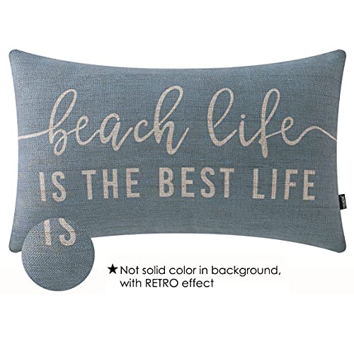 TRENDIN Beach Throw Pillow Covers 20x12 inch Beach Life is The Best Life Lumbar Pillowcase Vintage Nautical Decorations Linen Cushion Cover for Sofa Couch PL662TR - Image 2