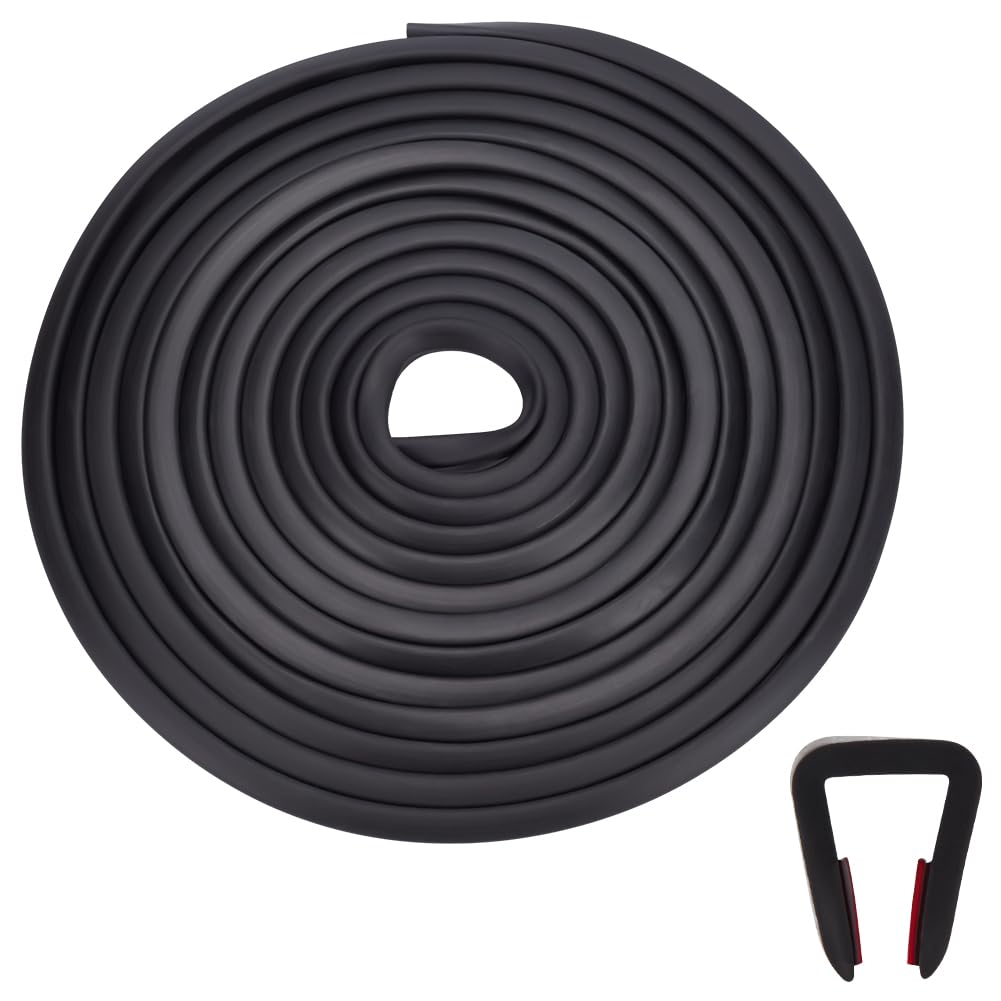 WEBEEDY 5m/16.4 Ft Rubber Edge Trim U Shaped Edge Protector Channel Door Seal Strip Self Adhesive Door Corner Trim Edging Weather Stripping Edge Protector for Sheet Metal Door Frame Windows, Black