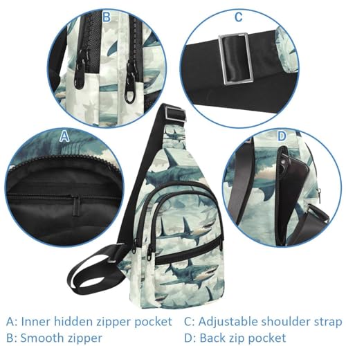 Mochila cruzada Many Shark multicolor con correa ajustable talla única 2