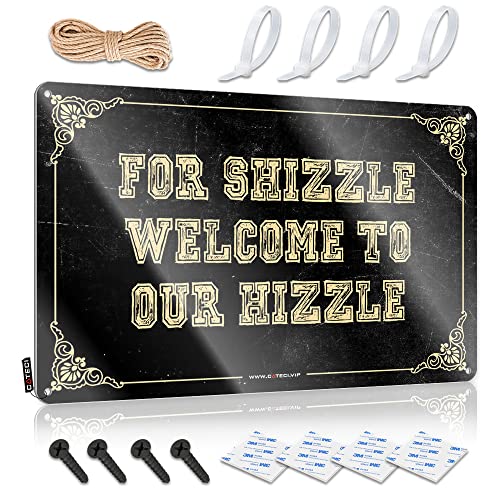 CakJuice Divertido letrero de lata de garaje para Shizzle to Our Hizzle Sign Baby Nursery Decor Door Decor para dormitorio (tamaño: 20 x 30 cm)