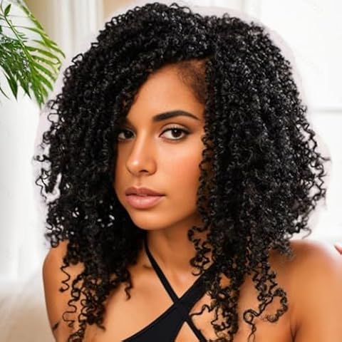 Svolna Yanky Twist Crochet Hair Pre Looped 8 Inch Pre-twisted Fluffy Curly Braiding Hair 210 Strands Short Senegalese Twist Braids Bohemian Marlybob Crochet Braids for Black Women Cover