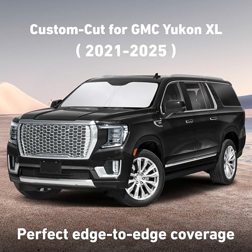 Image of EcoNour Windshield Sunshade Compatible for GMC YukonXL 2021-2023 2024 2025, Sun Visor for Front Windshield & Window Sun Shade Cover, UV Heat Blocker & Protector, Car Accessories