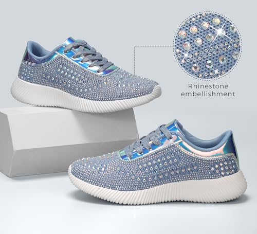 Image of BELOS Women's Glitter Shoes Sparkly Lightweight Metallic Sequins Tennis Shoes Casual Retro Braided Walking Shoes