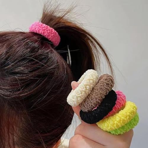 Image of 6-Pack Thick Hair Ties for Women, Seamless Hair Elastics, Non-Slip Ponytail Holders, Elastic Hair Bands for Everyday Use