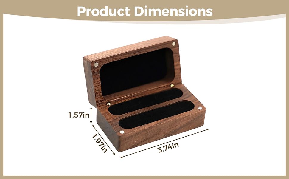 Caja de madera para anillos portátil contra arañazos con ranura doble 7