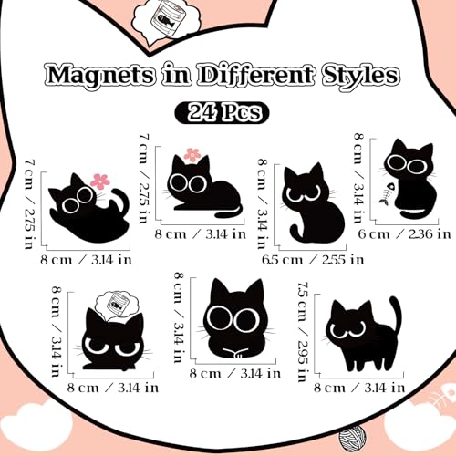 Set 24 imanes decorativos gato negro para refrigerador miniatura 6
