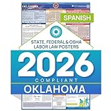 Oklahoma 2026 Labor Law Poster – State & Federal Compliance – OSHA, EEOC, FMLA, Minimum Wage – Durable, Laminated & Waterproof Workplace Employment Poster – Made in USA – 26” x 39.5”