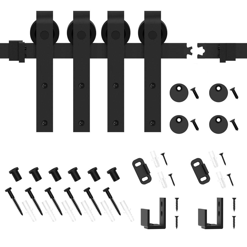WINSOON Kit hardware per porta da fienile, 1,5 m, doppia porta, gancio a forma di J