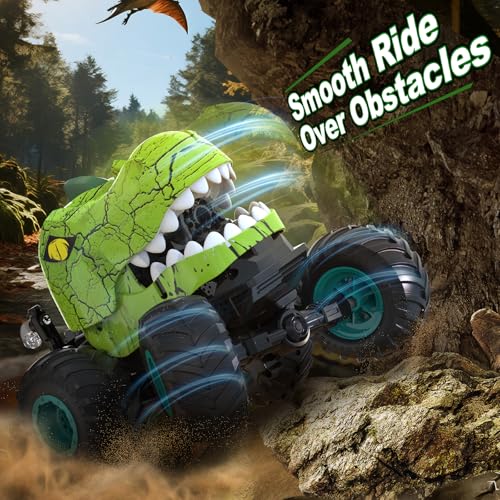 JONEG Toys for 3 4 5 6 7 8 Year Old Boys: Dinosaur Remote Control Truck Cars for Kids with Spray LED Light Gifts for Boys Girls Birthday Presents for Kids Toddlers Ages 3-8 RC Truck for Boys Toys - Image 6