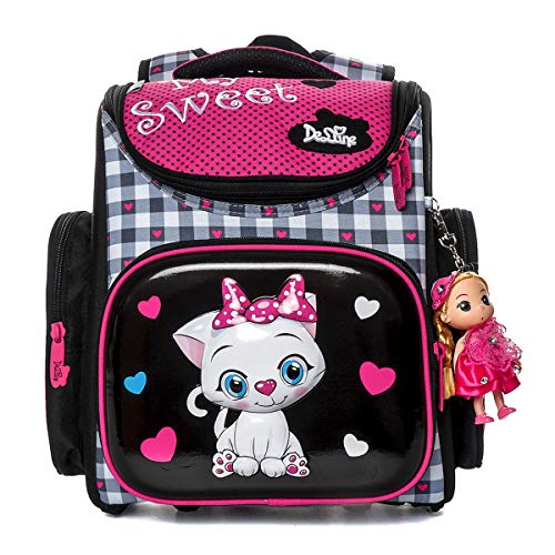 Delune - Mochila Escolar para niñas, Impermeable, Ligera, con diseño ortopédico y Plegable Rosa 3-156