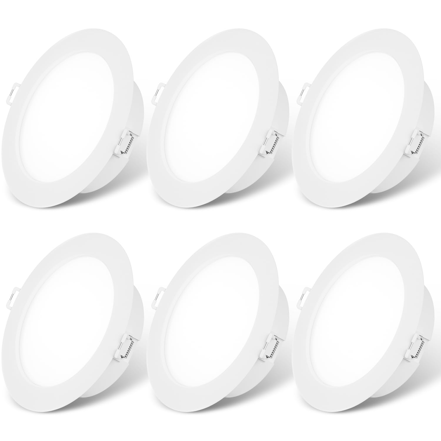 LVWIT 8W Deckenstrahler Kaltweiß LED Einbaustrahler Flach 230V, LED Spots 6500K 880LM, Deckenspots 100mm Loch, Spots Deckenleuchte Einbauleuchten Weiß für Badezimmer Küche Wohnzimmer, 6er Set