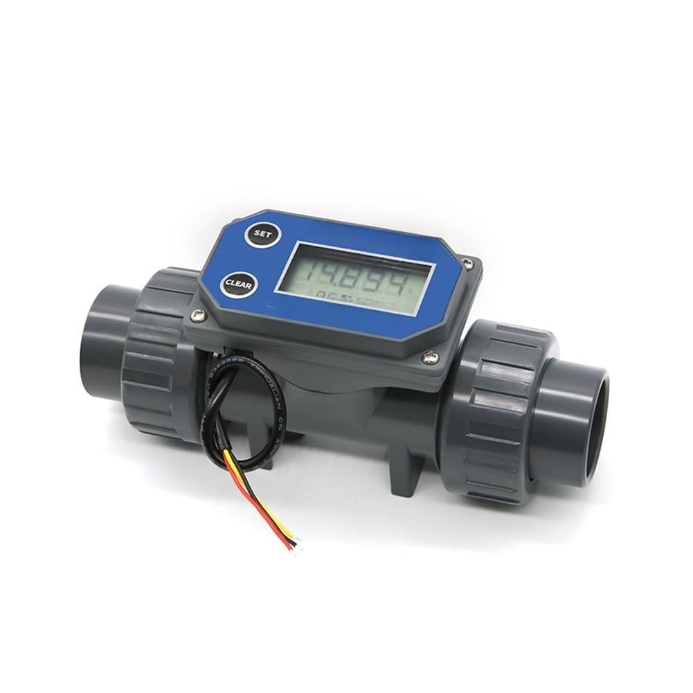 DN25 Medidor de flujo digital con pantalla LCD, sensor de turbina para agua 20-280L/min, ±5% de precisión, PVC nailon hasta 2,0 MPA, para riego de estanques industriales